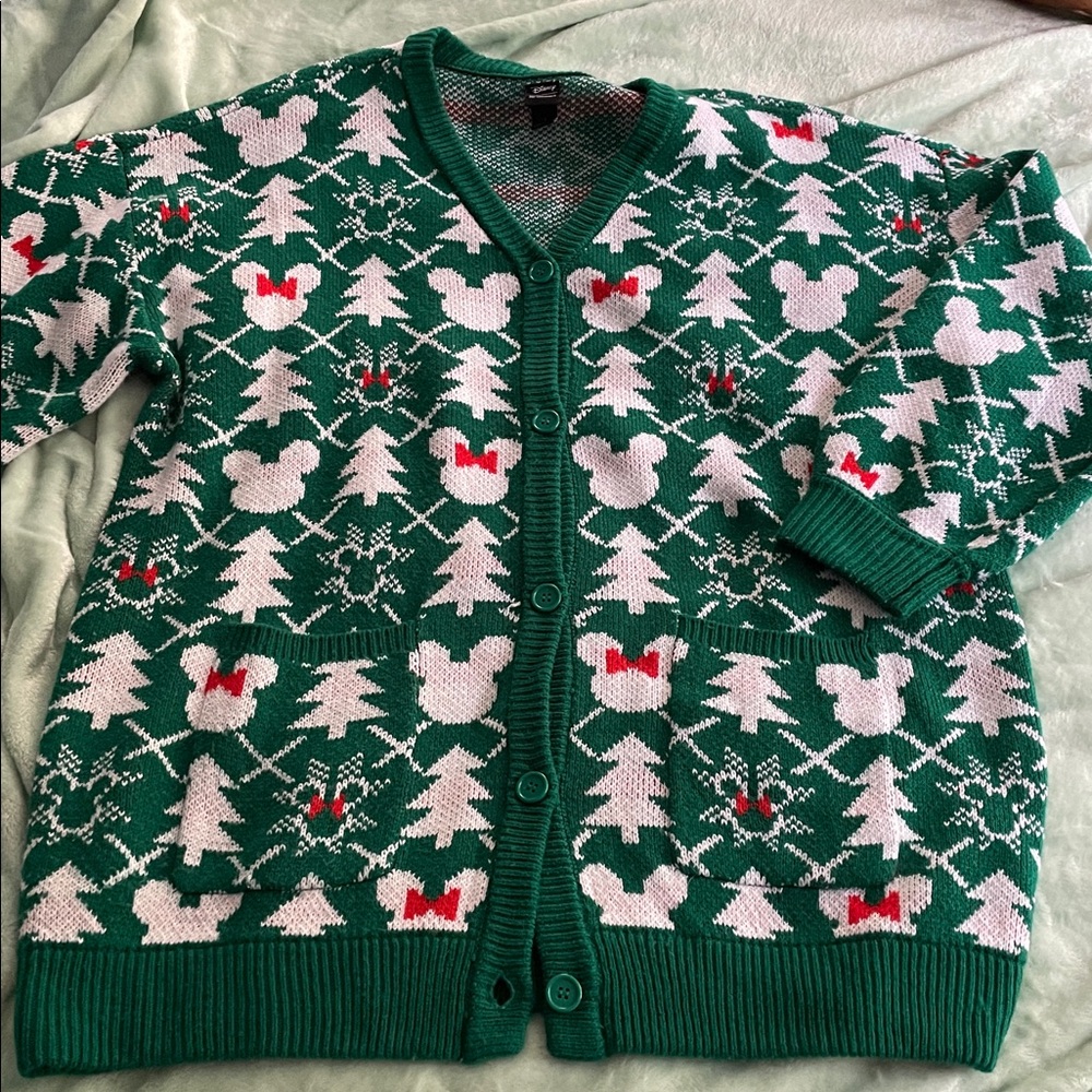 Disney Festive Green and White Cardigan - Picture 3 of 3